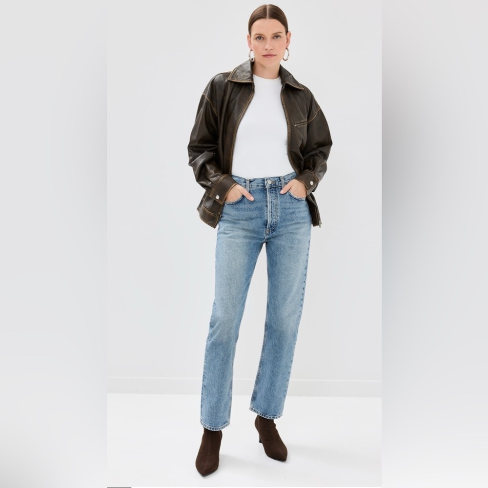 AGOLDE 90's Pinch Waist High Rise Straight Blue Denim Jeans